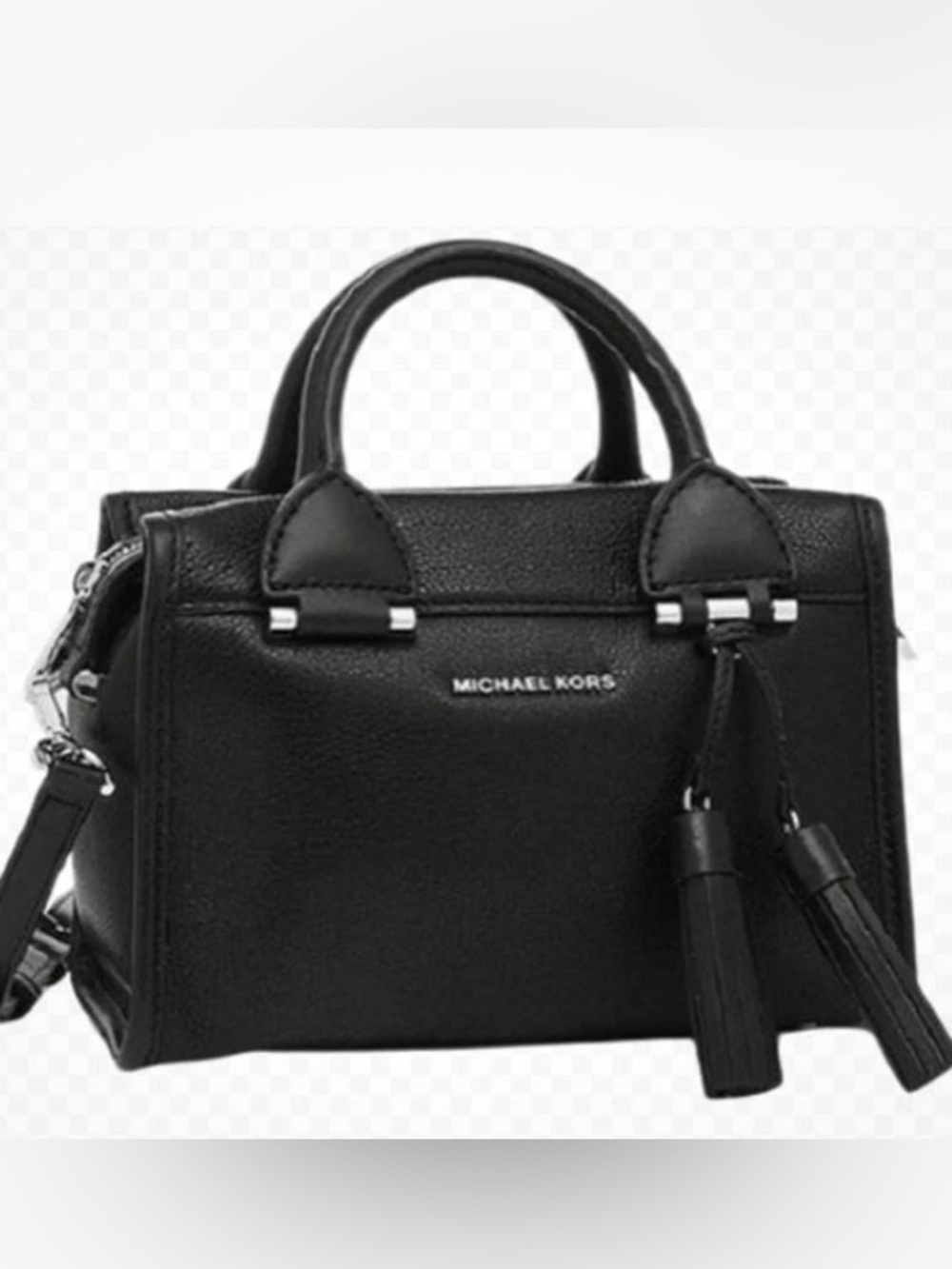 Michael Kors Black Leather Satchel with Tassel Detail